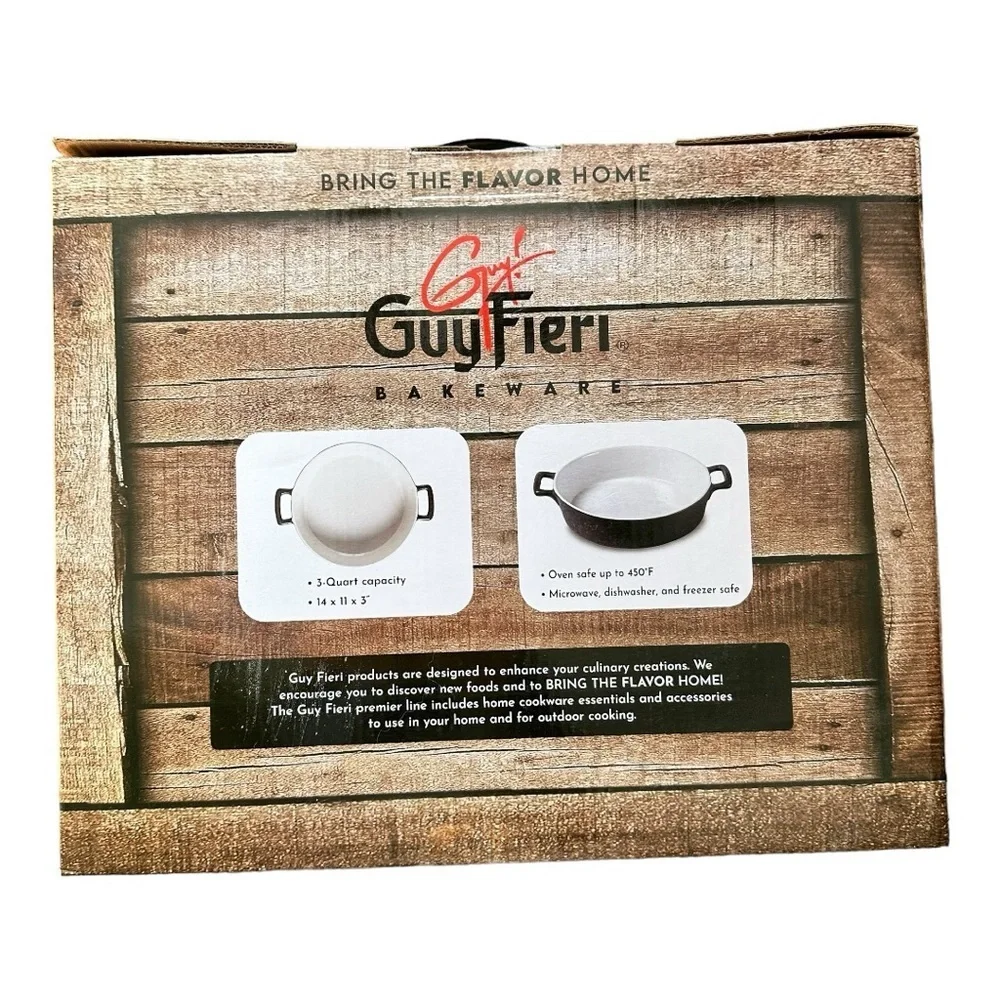 Guy‎ Fieri Metallic Glazed Stoneware 14 Inch Round Baler NIB